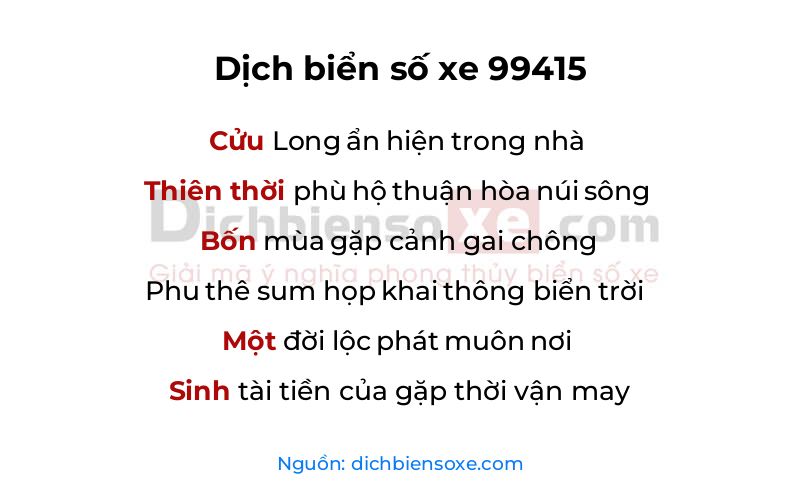 Dịch thơ biển số 99415
