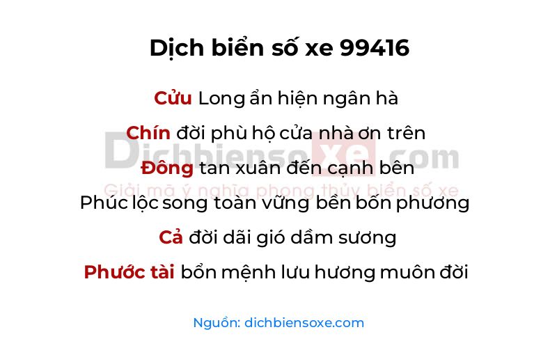 Dịch thơ biển số 99416