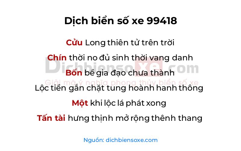 Dịch thơ biển số 99418
