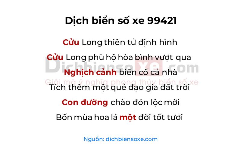Dịch thơ biển số 99421