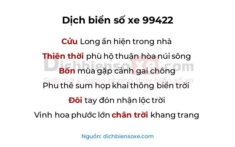 Dịch thơ biển số 99422