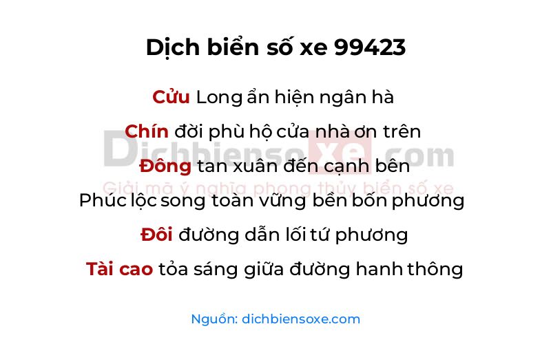 Dịch thơ biển số 99423