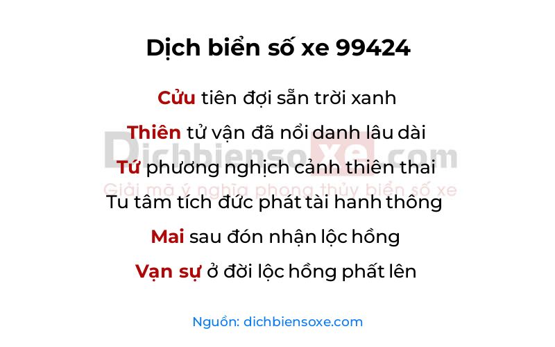 Dịch thơ biển số 99424