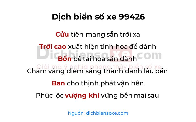 Dịch thơ biển số 99426