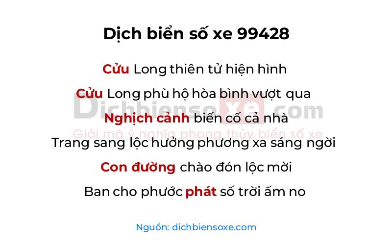 Dịch thơ biển số 99428