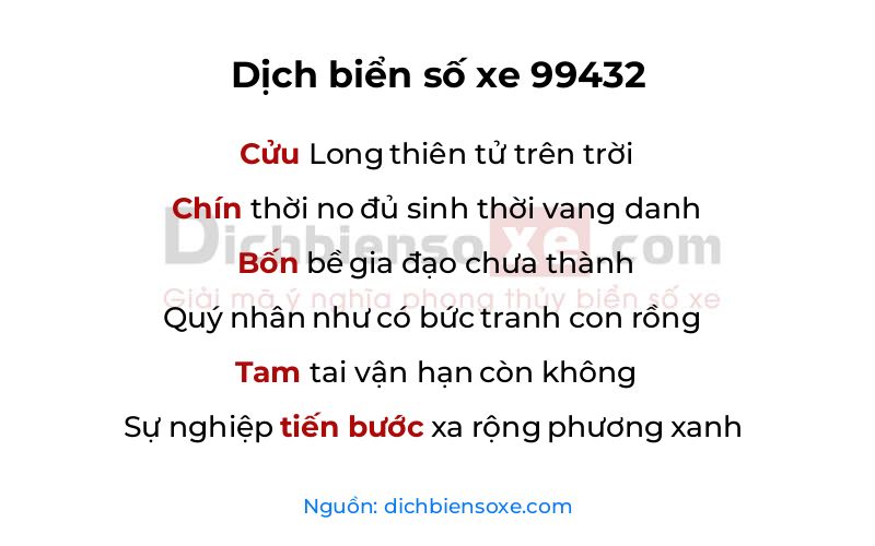 Dịch thơ biển số 99432