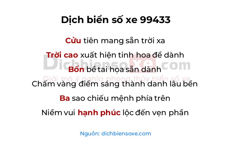 Dịch thơ biển số 99433