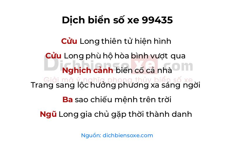 Dịch thơ biển số 99435