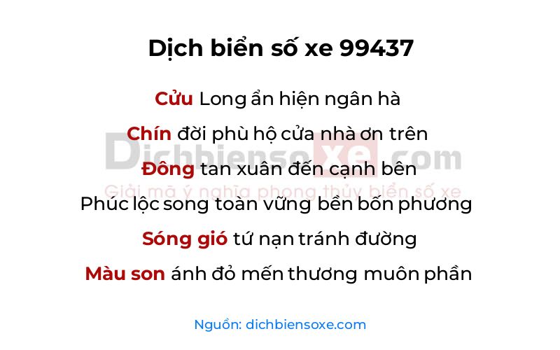 Dịch thơ biển số 99437