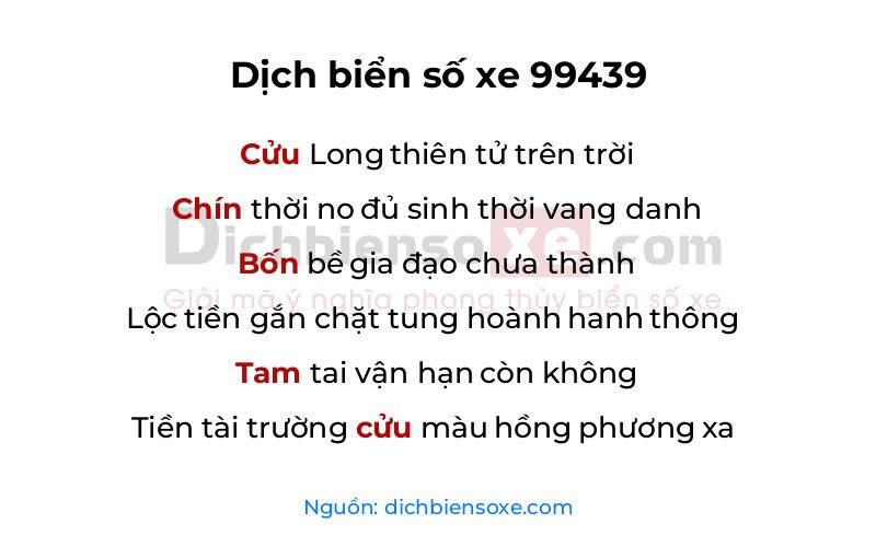 Dịch thơ biển số 99439