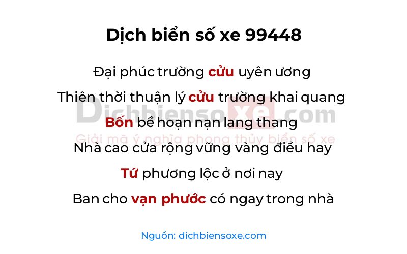 Dịch thơ biển số 99448