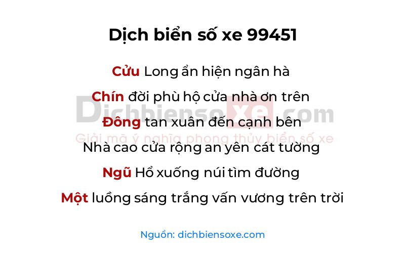 Dịch thơ biển số 99451