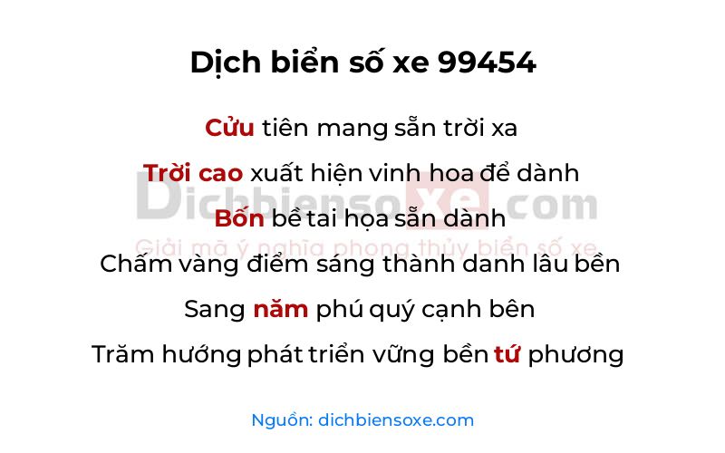 Dịch thơ biển số 99454