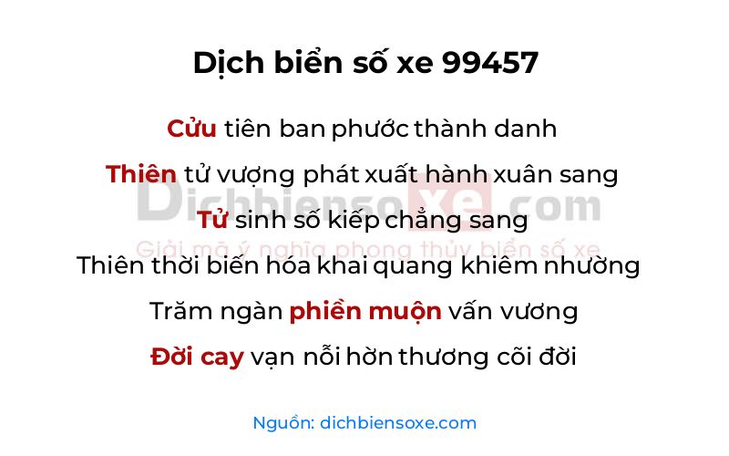 Dịch thơ biển số 99457