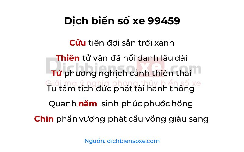 Dịch thơ biển số 99459