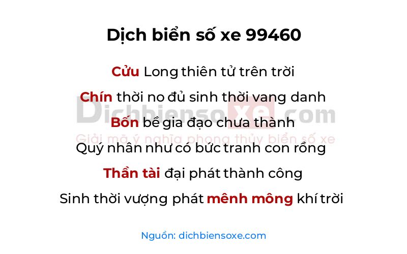Dịch thơ biển số 99460