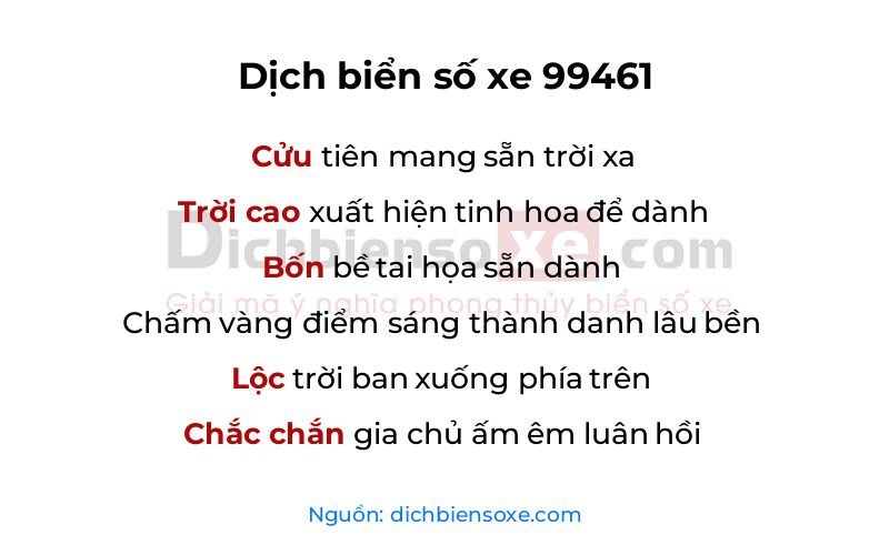 Dịch thơ biển số 99461