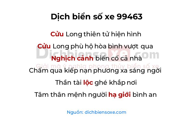 Dịch thơ biển số 99463