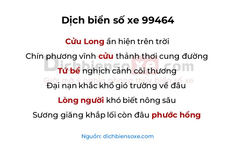 Dịch thơ biển số 99464