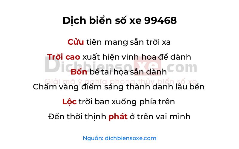 Dịch thơ biển số 99468