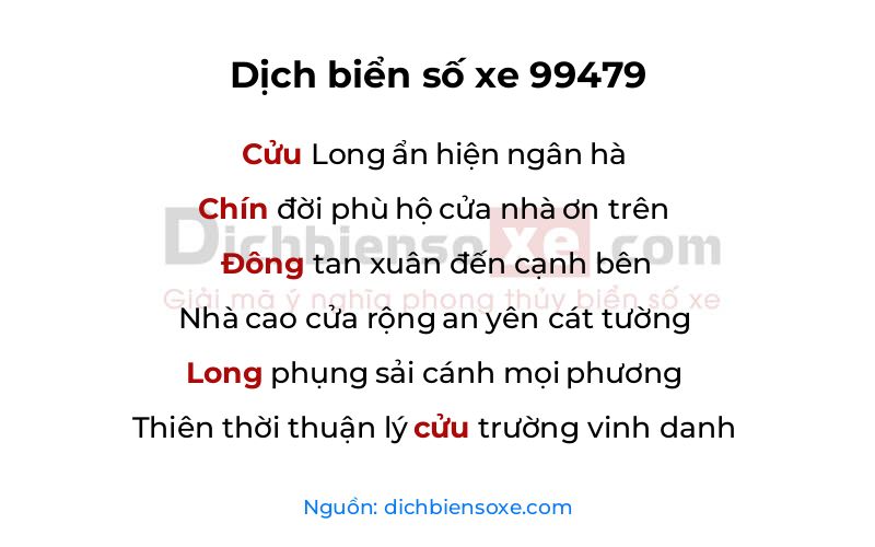 Dịch thơ biển số 99479