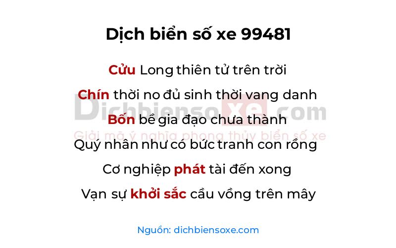 Dịch thơ biển số 99481