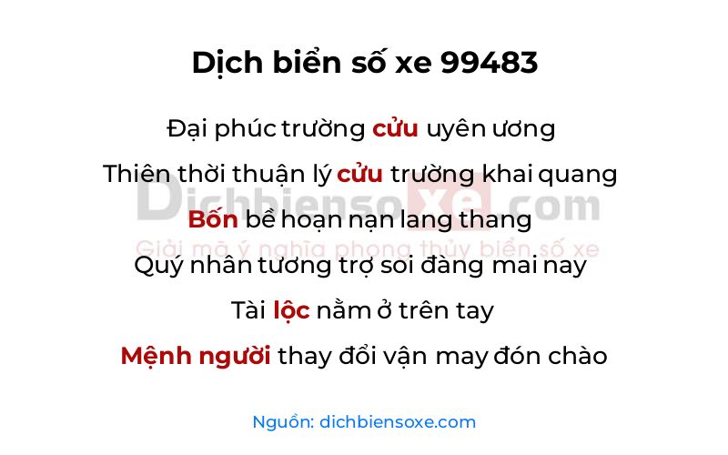 Dịch thơ biển số 99483