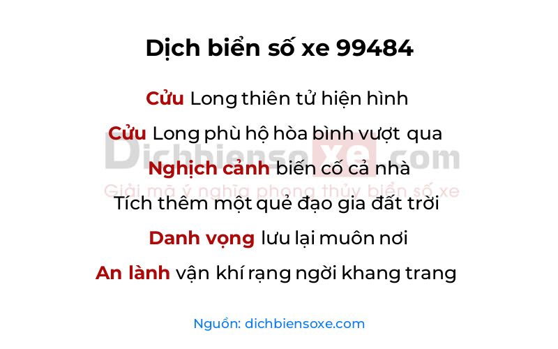 Dịch thơ biển số 99484