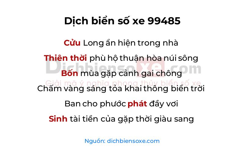 Dịch thơ biển số 99485