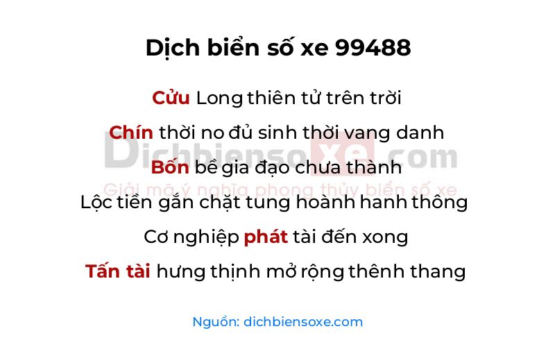 Dịch thơ biển số 99488