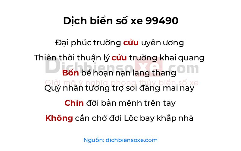 Dịch thơ biển số 99490