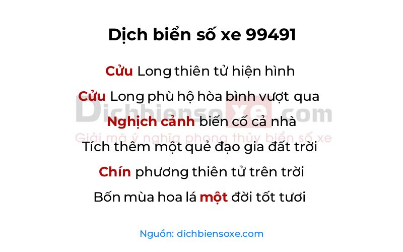 Dịch thơ biển số 99491