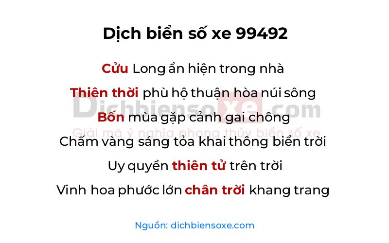 Dịch thơ biển số 99492