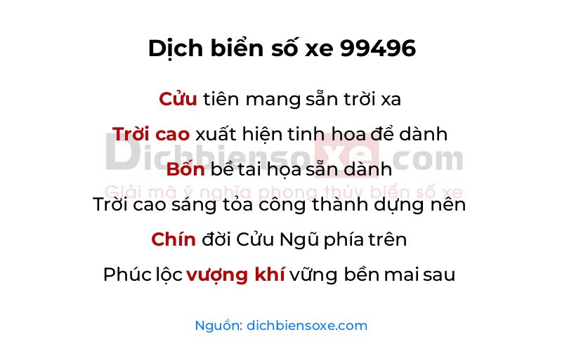 Dịch thơ biển số 99496