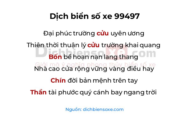 Dịch thơ biển số 99497