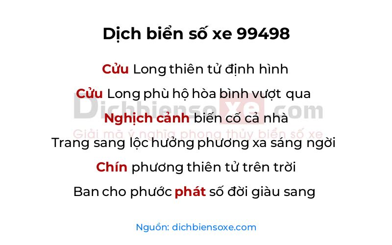 Dịch thơ biển số 99498