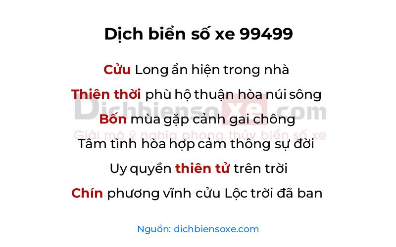 Dịch thơ biển số 99499