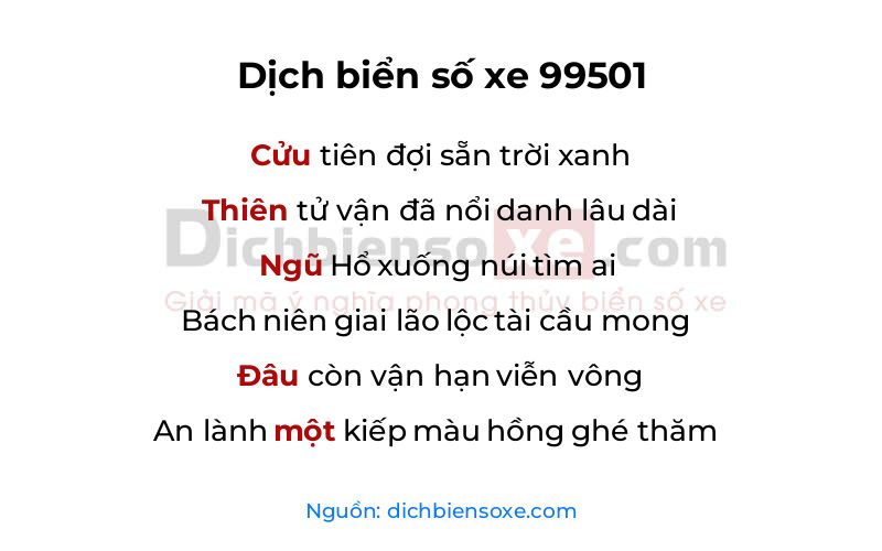 Dịch thơ biển số 99501