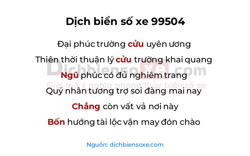 Dịch thơ biển số 99504