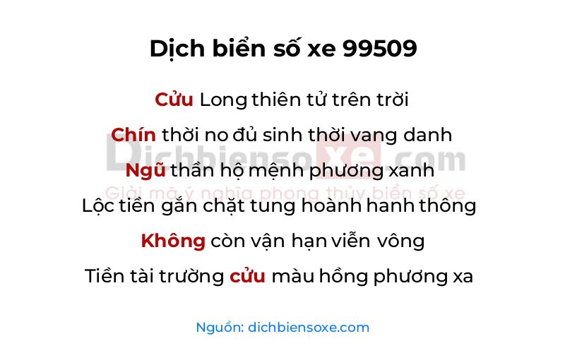 Dịch thơ biển số 99509