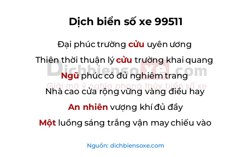 Dịch thơ biển số 99511