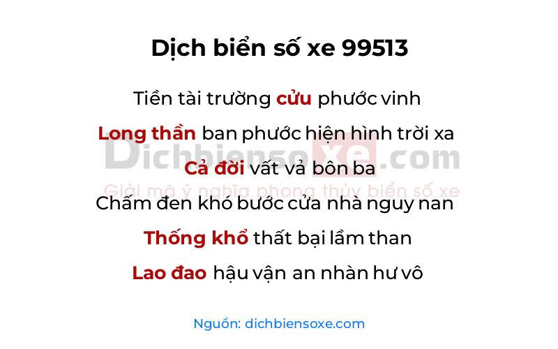 Dịch thơ biển số 99513