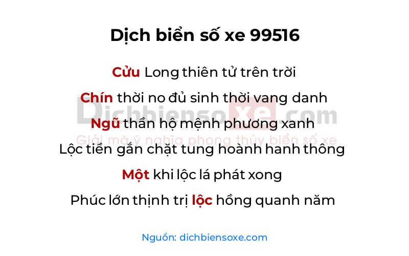 Dịch thơ biển số 99516