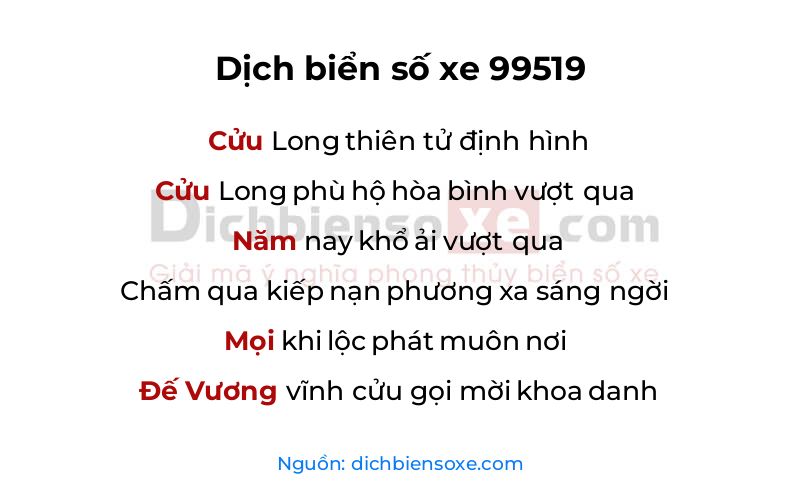 Dịch thơ biển số 99519