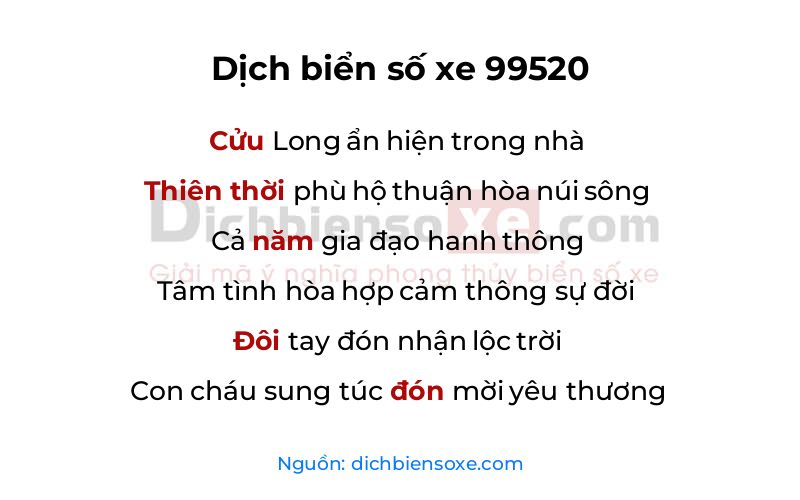 Dịch thơ biển số 99520
