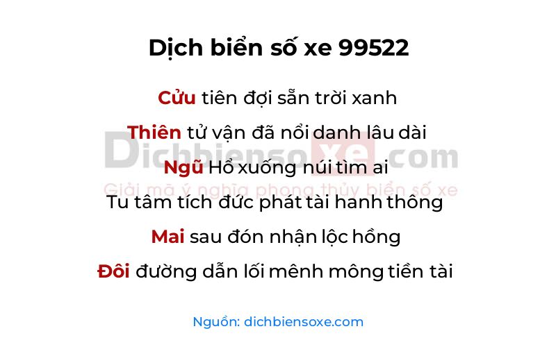 Dịch thơ biển số 99522
