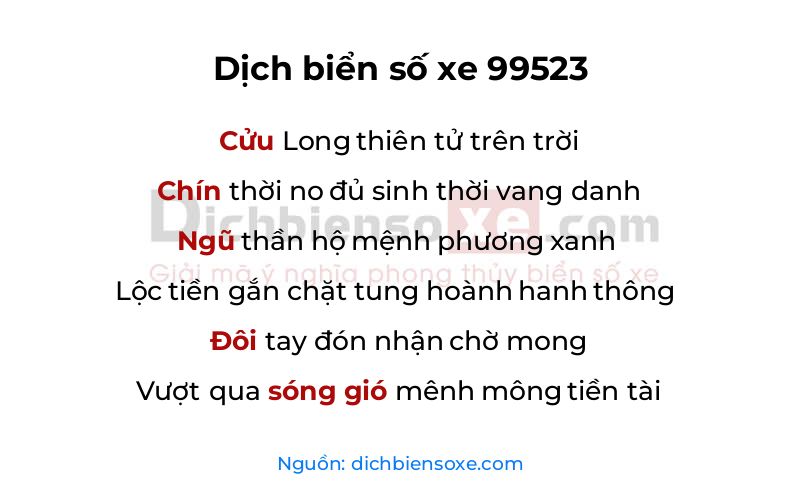 Dịch thơ biển số 99523