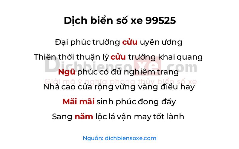 Dịch thơ biển số 99525