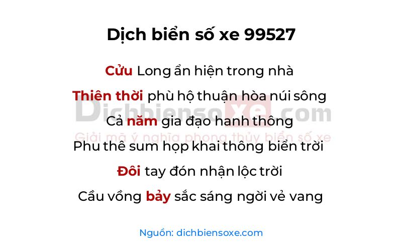 Dịch thơ biển số 99527