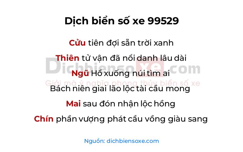 Dịch thơ biển số 99529